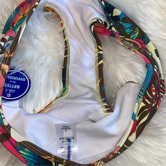 New! Swimsuit For All Tropical Hibiscus Print Two Piece - Picture 10 of 11